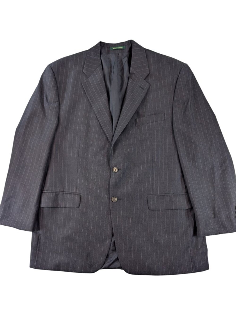 Vtg Chaps Ralph Lauren Blazer Navy Blue Pinstripe Wool Cashmere Sport Coat 44R